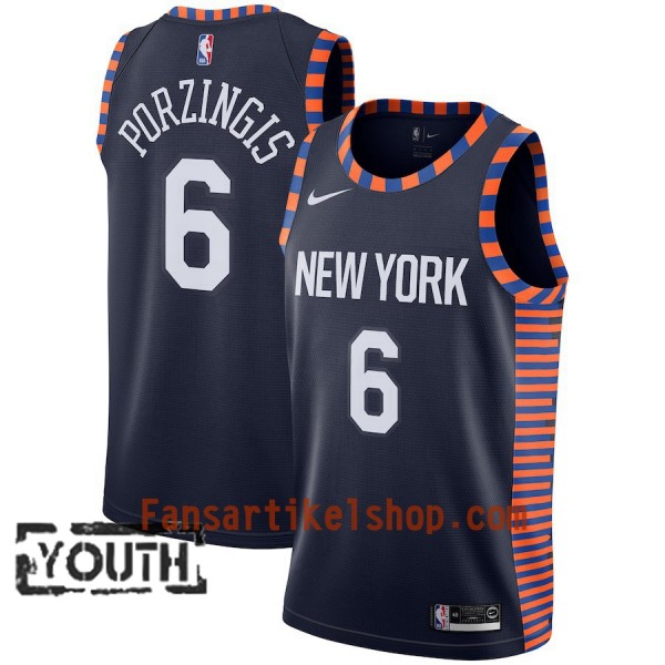 New York Knicks Trikot Kristaps Porzingis 6 2018-19 Nike City Edition Navy Swingman - Kinder New York Knicks Trikot Kristaps Porzingis 6 2018-19 Nike City Edition Navy Swingman - Kinder